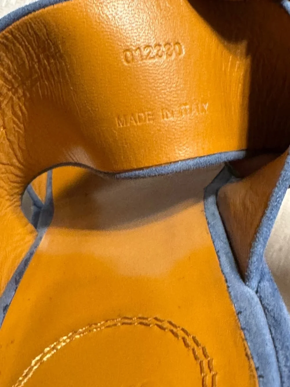 Chloe Blue Suede Platform Mule Sandals